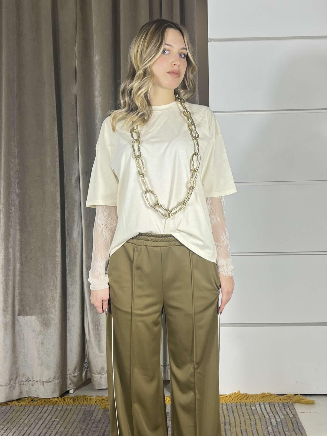 t-shirt  manica corta con manica in pizzo antique 11073ANTIQUE SUSY MIX