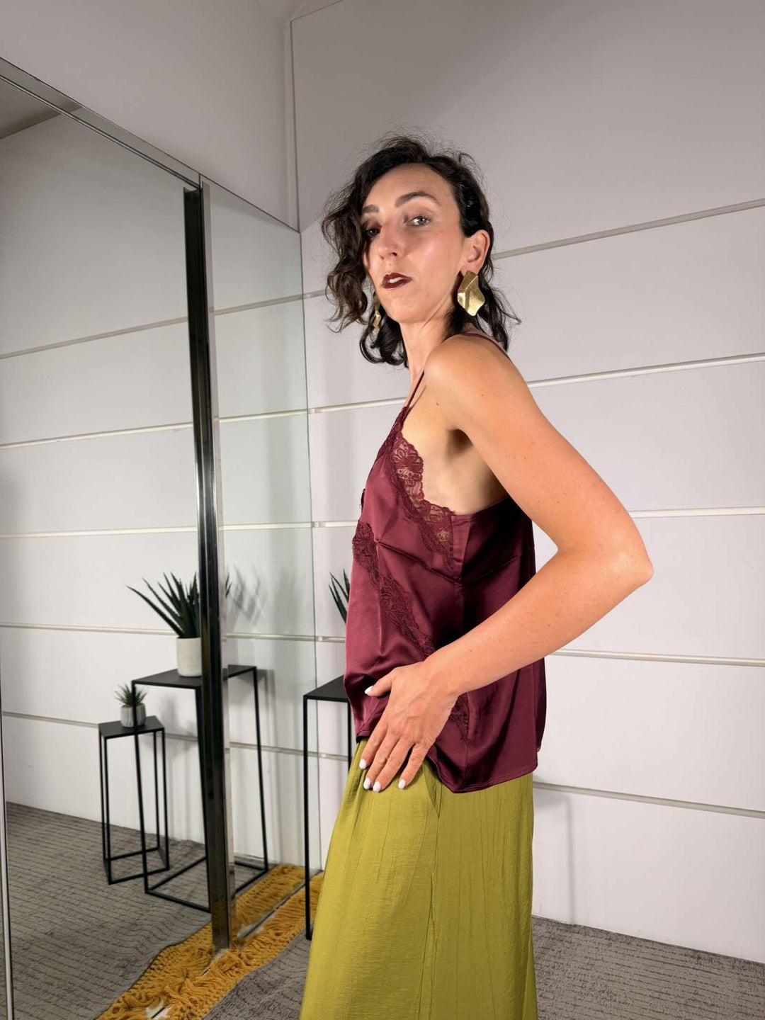 top satin con pizzo in viscosa fico 12089FICO SUSY MIX