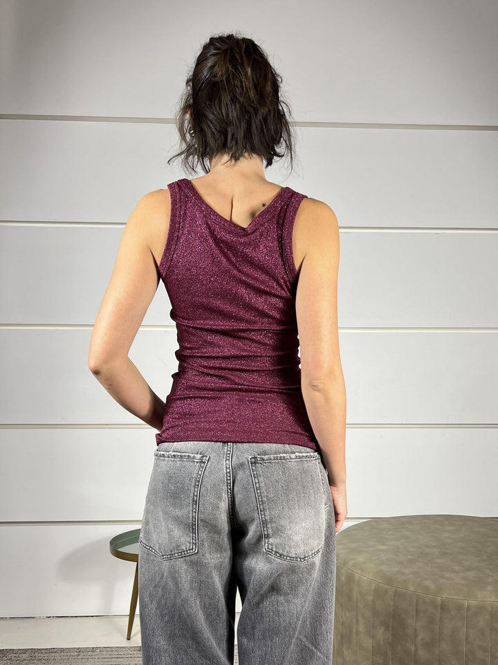 canotta a costine lurex purple UF0055PURPLE VICOLO