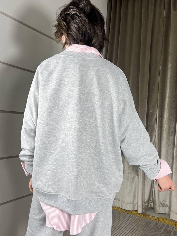 felpa scolloa v over garzata grigia TAB0566GRIGIO VICOLO