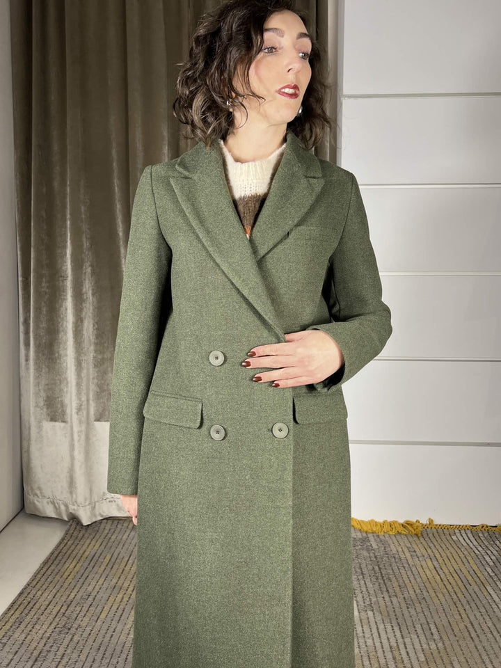cappotto lungo doppiopetto regolare verde TF1796VERDE VICOLO