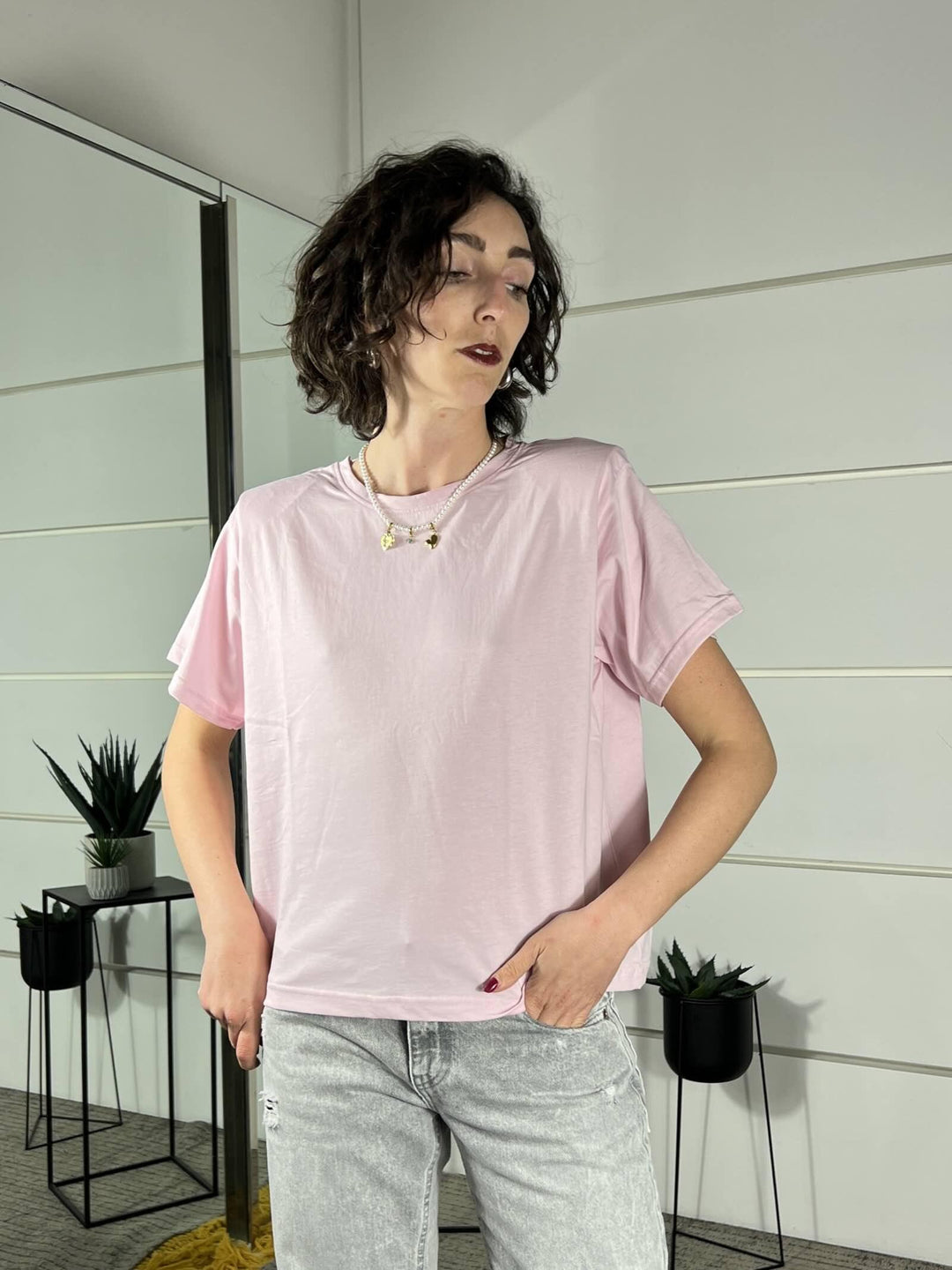t-shirt girocollo con spalline TS26SGI40ROSA TWO WAY