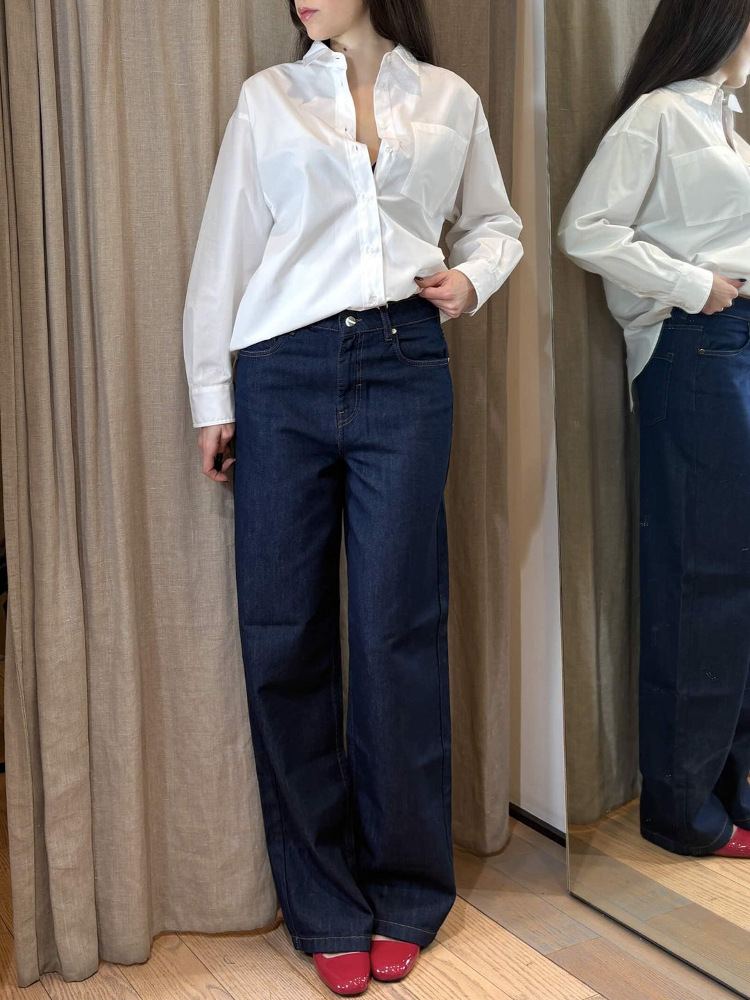 jeans boyfriend  in cotone fluido denim scuro JEANNE001 iBLUES