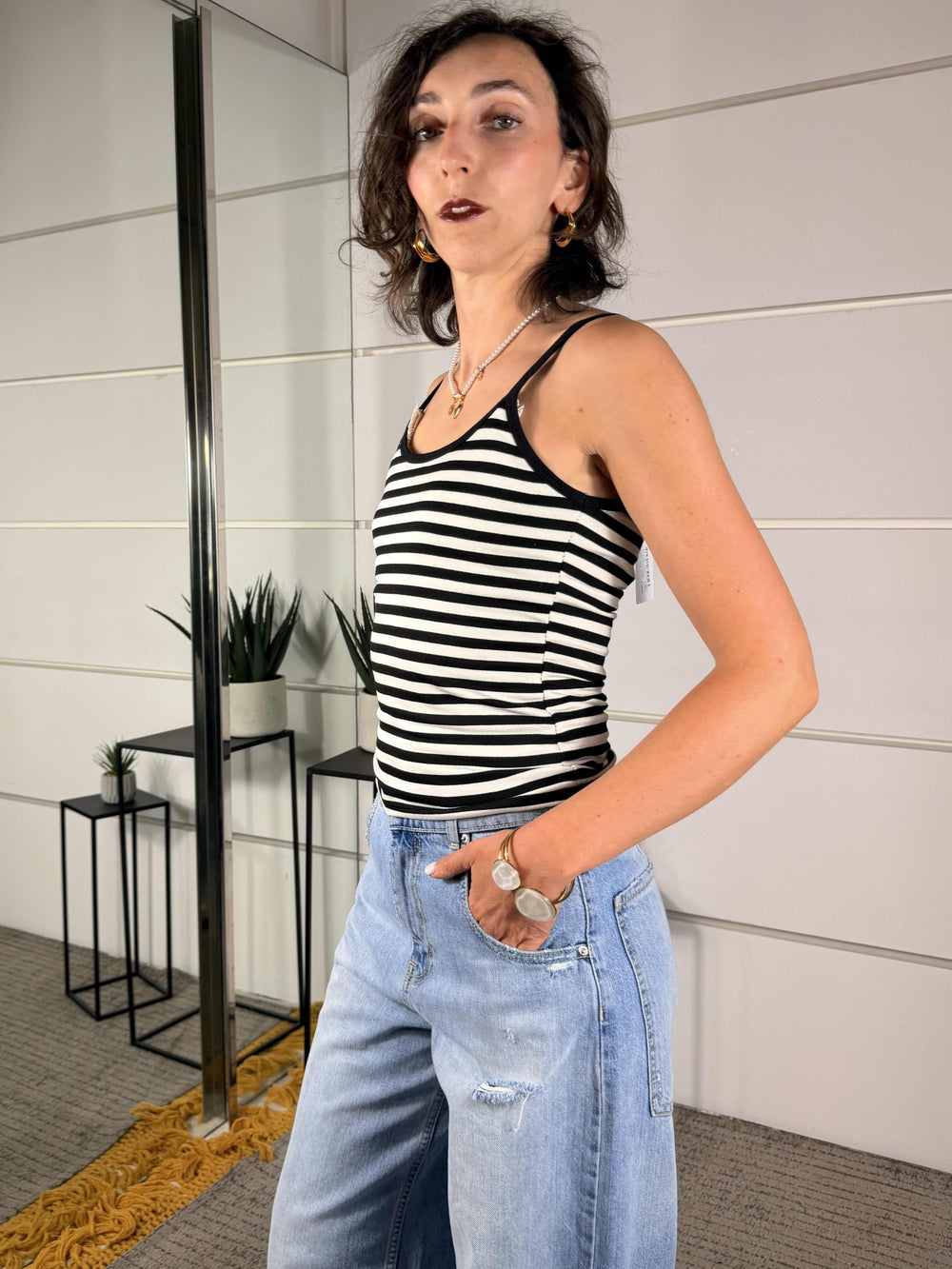 canotta a righe 26118NAVY/PANNA SPICY CAFE