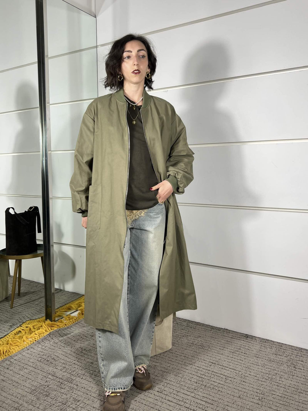 bomber verde lungo D02N0056VERDE PHILIA LOFT