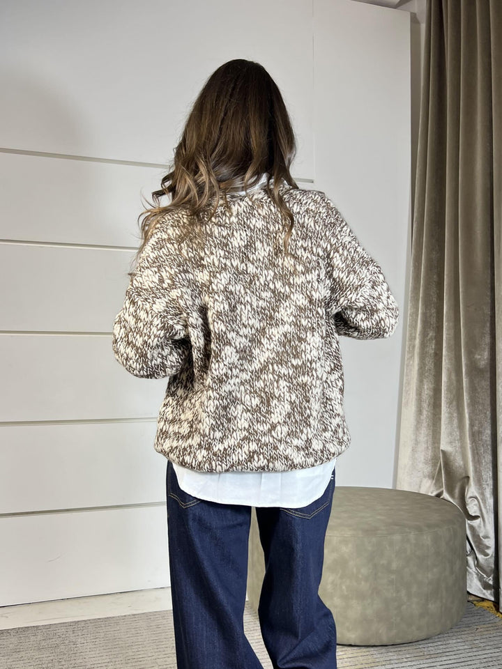 cardigan scollo a v moro e burro in misto lana 33059FMORO/BURRO VICOLO