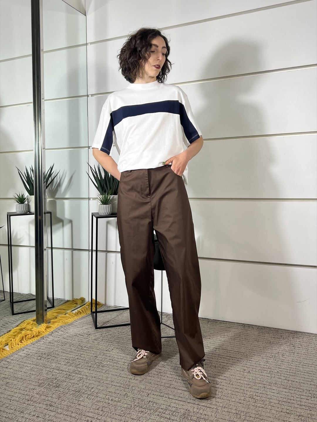 pantalone barrel caffe PA26SRO194CAFFE TWO WAY