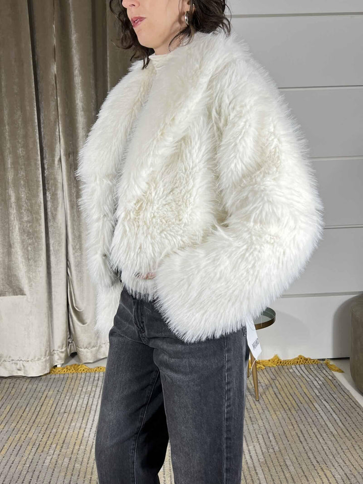 ecopelliccia corta collo sciallato panna KDY-P035PANNA HAVE ONE