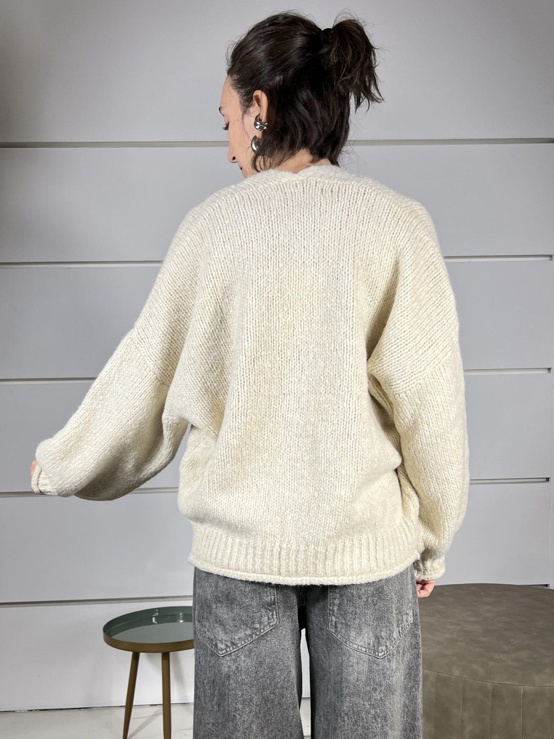 cardigan over 3 bottoni calce in misto lana JIT-P020CALCE HAVE ONE
