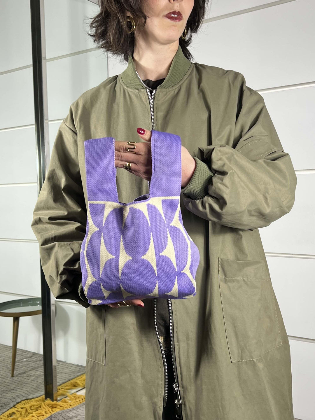 borsa in tessuto, a mano, a fantasia purple TUB2416PURPLE FEMME CAFE SELECTION