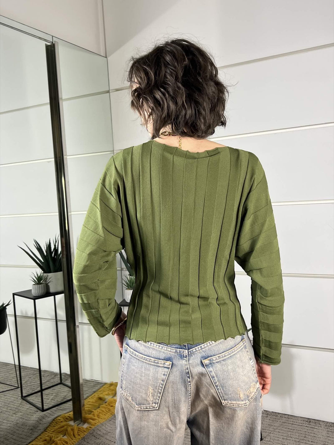 maglia a costa, manica  a pipistrello olio 2AB2140OLIO VICOLO