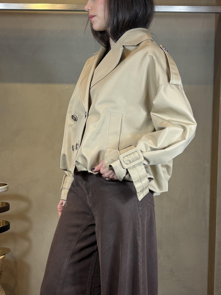 trench corto doppiopetto beige effetto bomber TRISCIAD41 PINKO