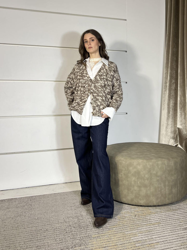 cardigan scollo a v moro e burro in misto lana 33059FMORO/BURRO VICOLO