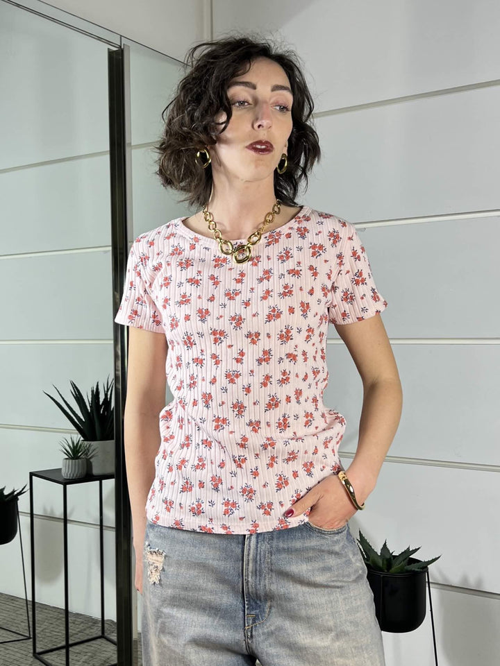 t-shirt a fiori  provenzale pink TJS-Q079PINK HAVE ONE