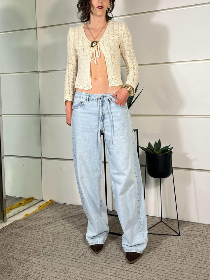 jeans full lenght con borchie vita bassa light blue BERLINOLIGHT BLUE TWO WAY