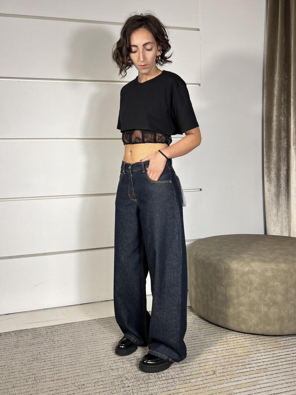 jeans bella denim scuro impuntura a contrasto PLS-P009DENIM BLU HAVE ONE