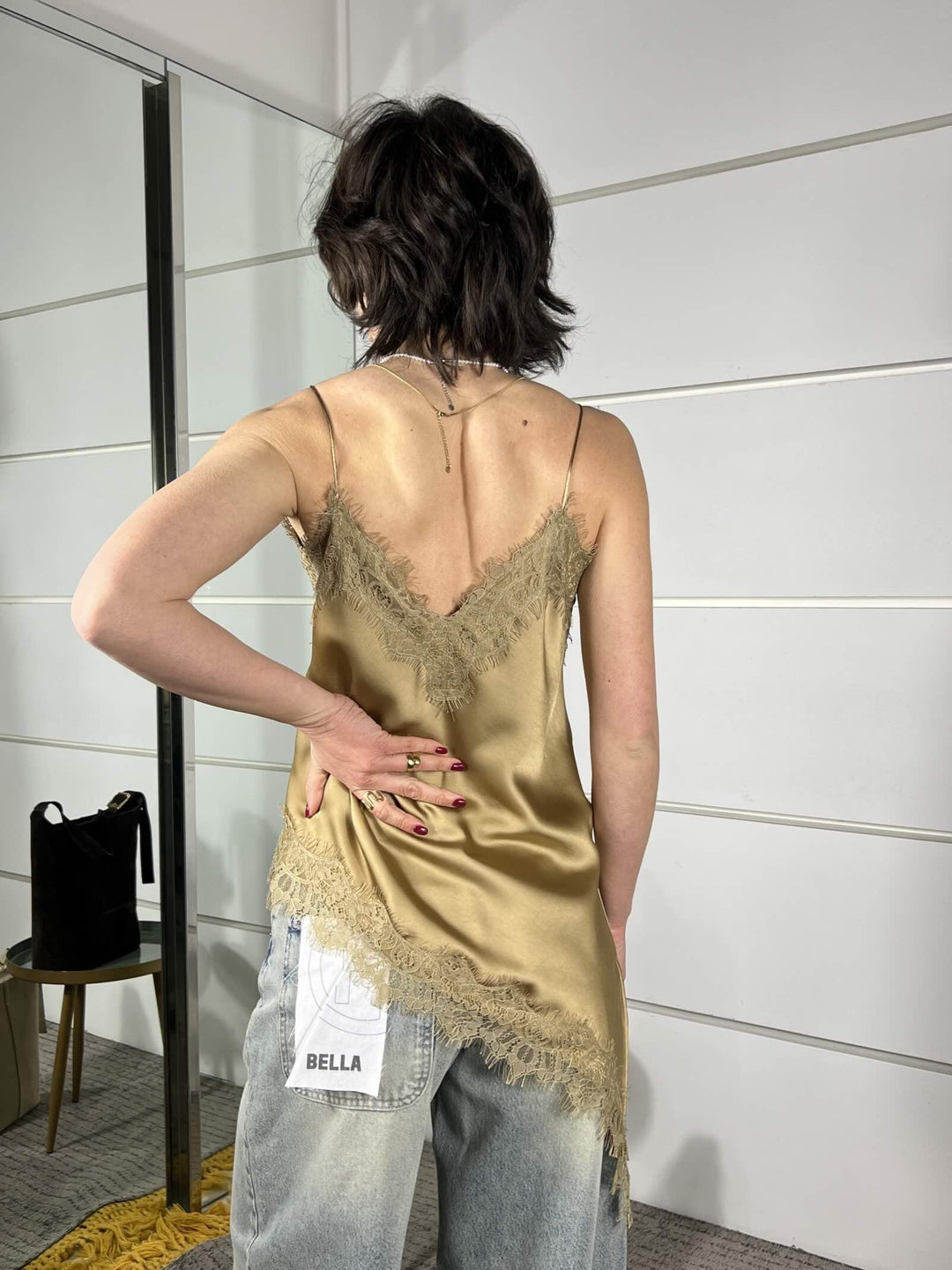 top  satin con pizzo oro S26T297ORO/ORO TENSIONE IN
