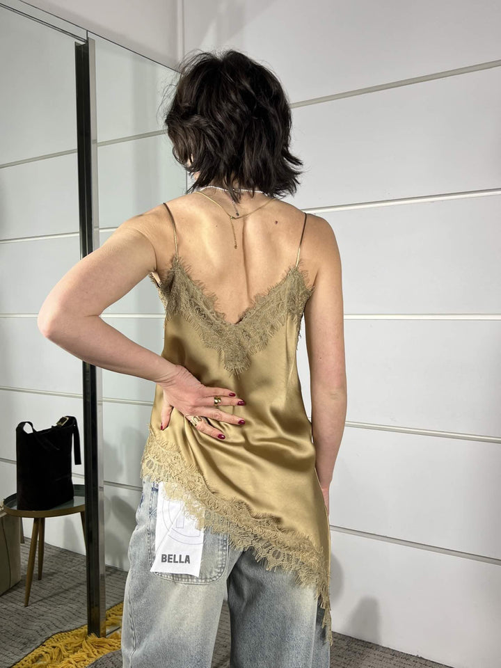 top  satin con pizzo oro S26T297ORO/ORO TENSIONE IN