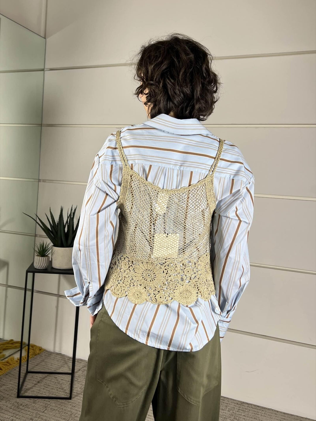 canotta con spallina macrame oro D74867ORO TENSIONE IN