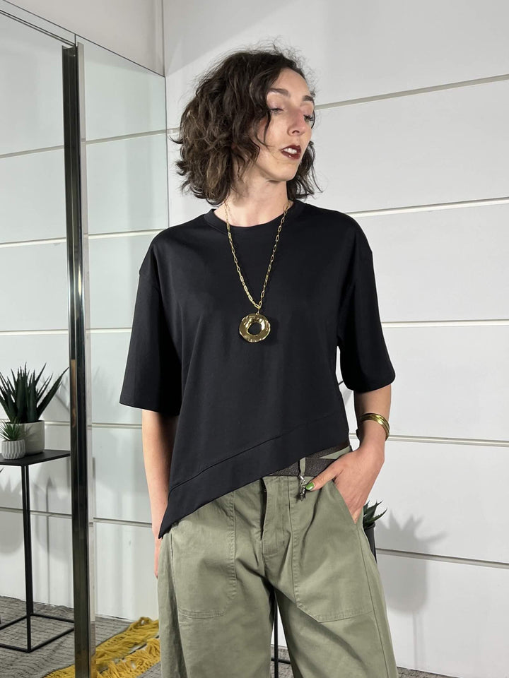 t-shirt girocollo nera nero UAB0281NERO 99 VICOLO