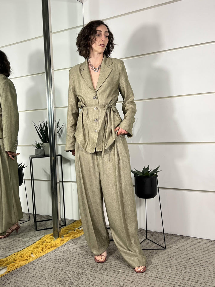 pantalone a palazzo laminato salvia V02A0194SALVIA PHILIA LOFT