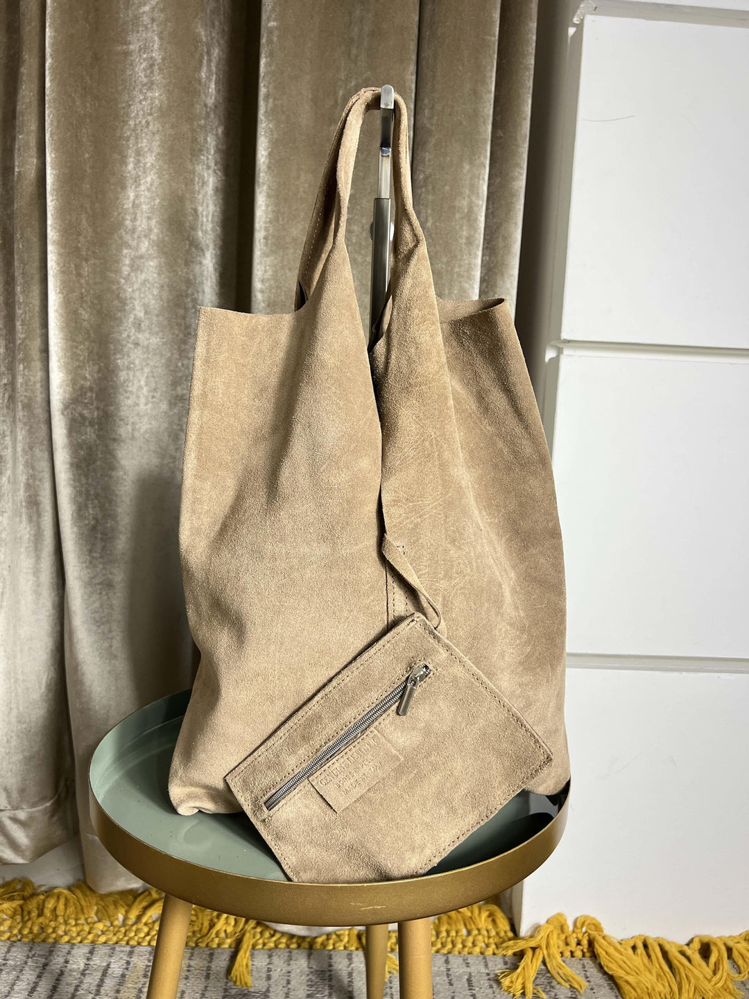 borsa in camoscio taupe scuro 5926TAUPE SCURO FEMME CAFE SELECTION