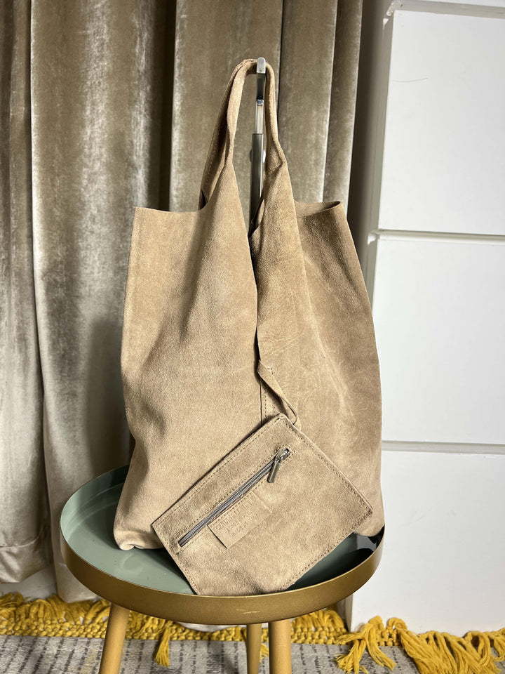 borsa in camoscio taupe scuro 5926TAUPE SCURO FEMME CAFE SELECTION