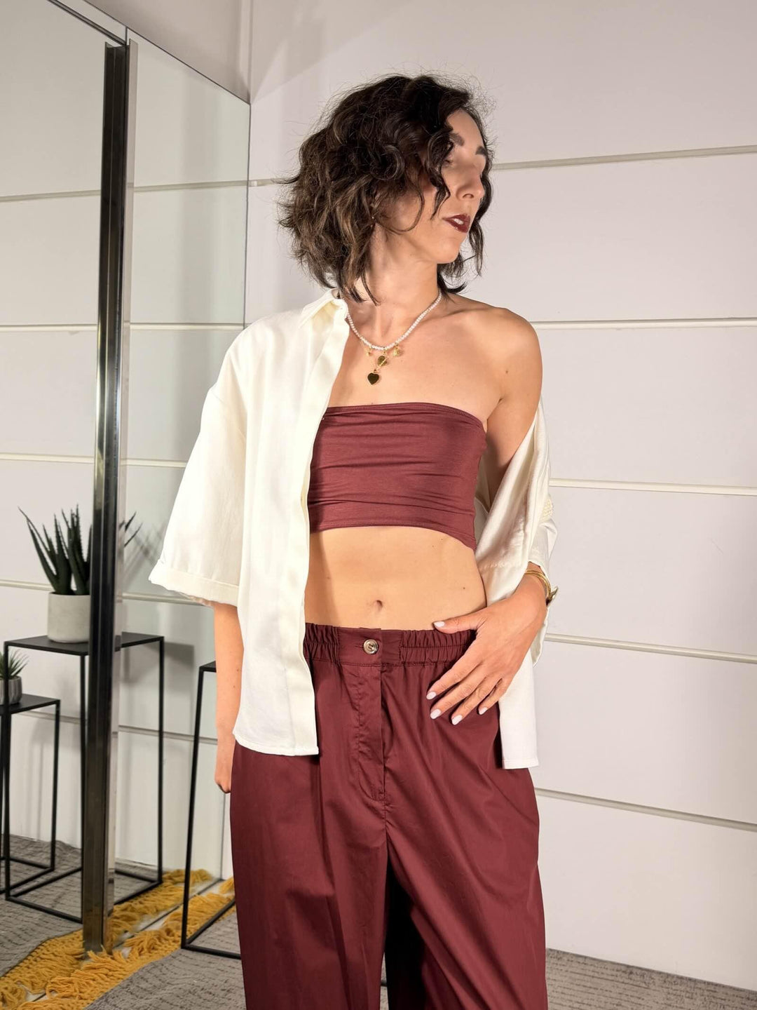 top a fascia in viscosa elasticizzata  rosso india UAB0101ROSSO INDIA VICOLO