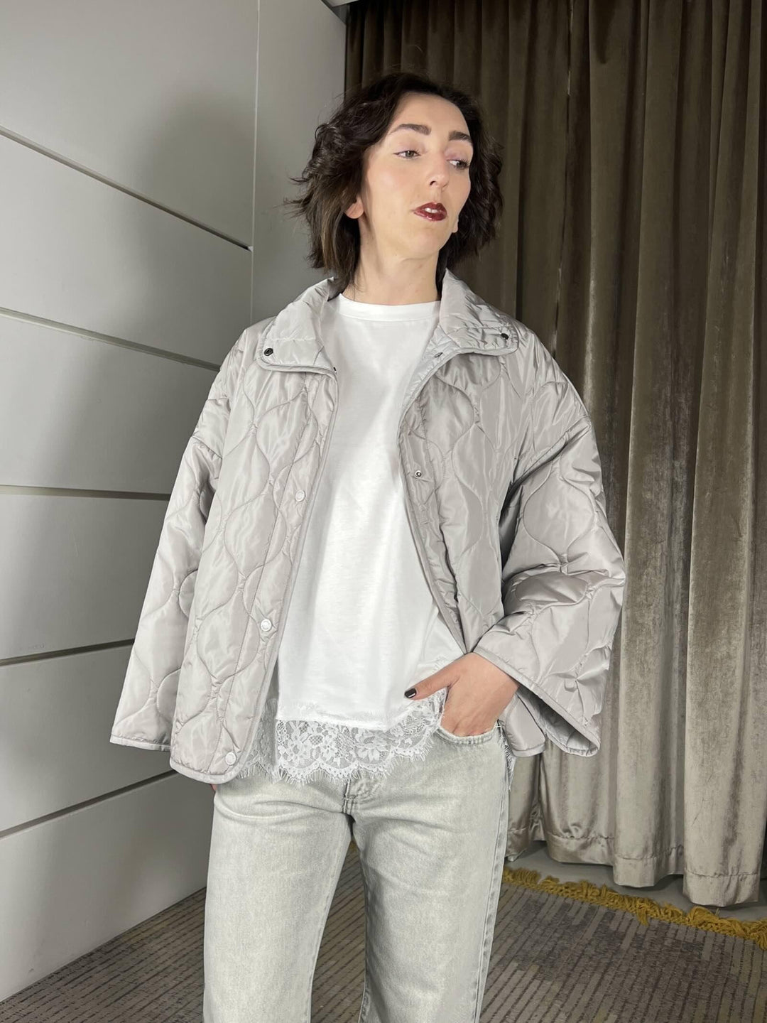 trapuntino con colletto a camicia perla TAB0009SABBIA VICOLO