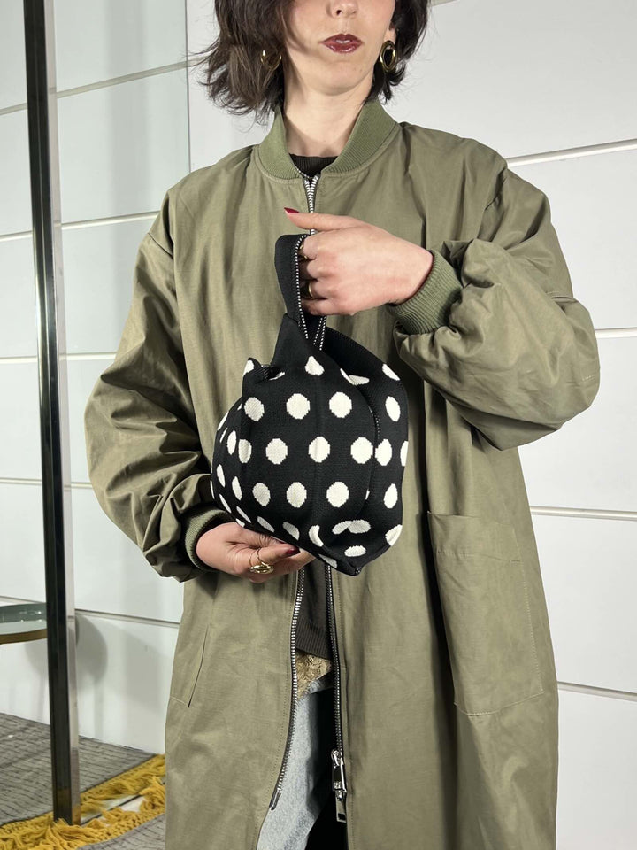 borsa in tessuto, a mano, a fantasia pois TUB2416BLACK FEMME CAFE SELECTION