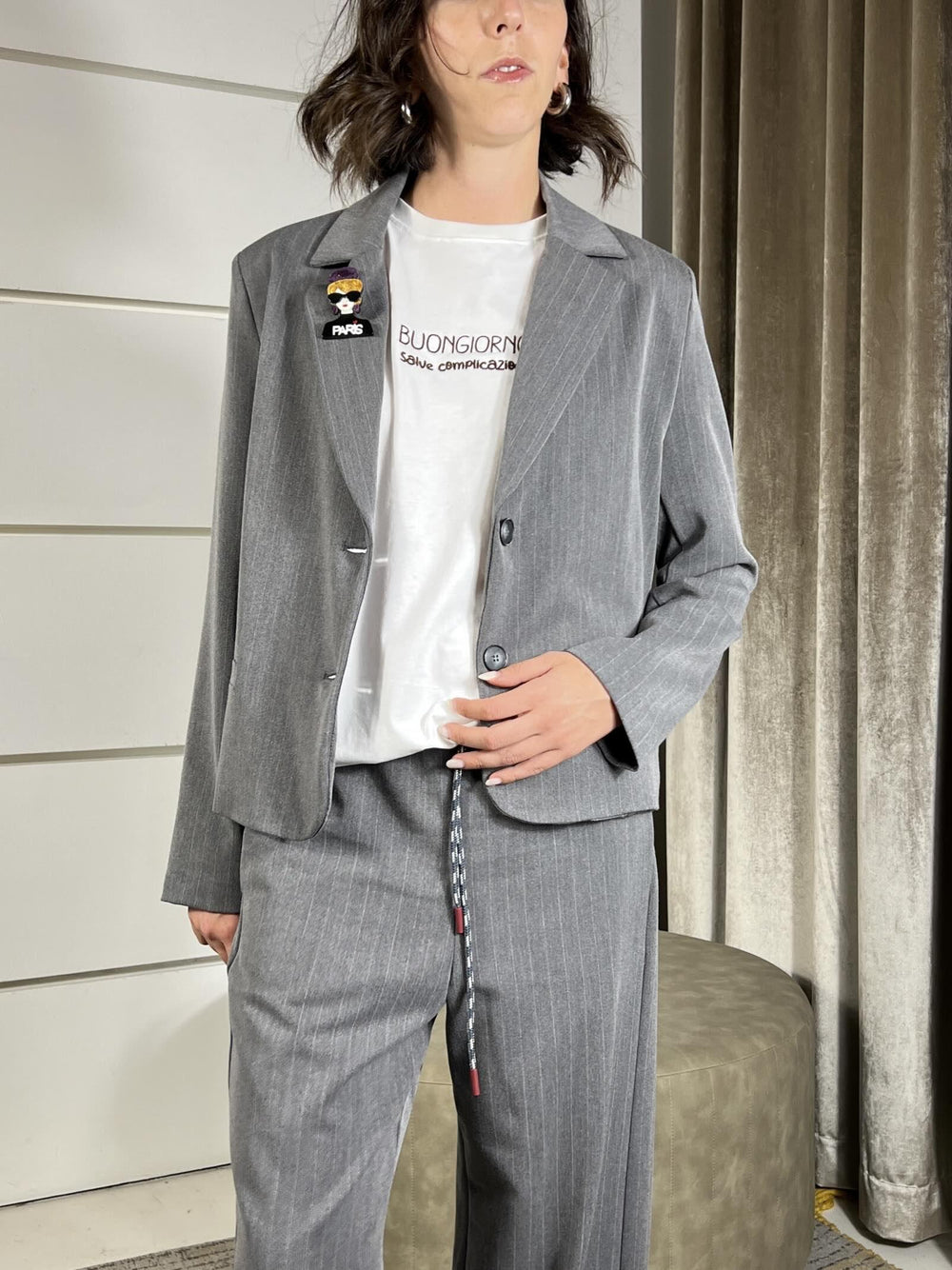 GIACCA GRIGIA GESSATA P01P0172GRIGIO PHILIA LOFT