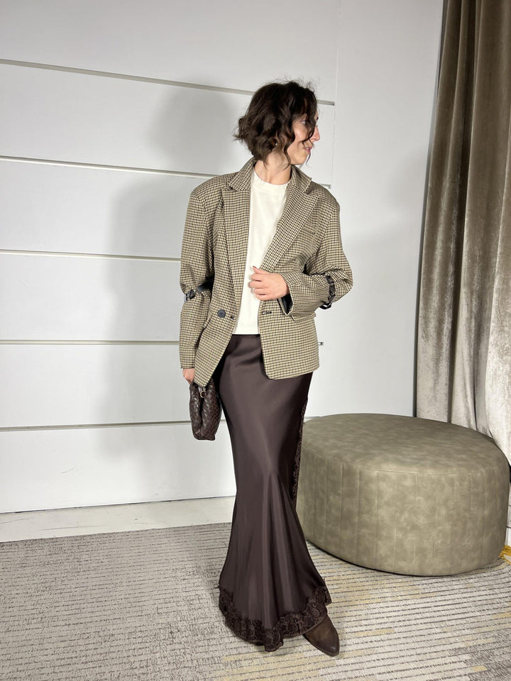 borsa clutch a intreccio vera pelle moro BR CLUTCH INTRECCIOMORO FEMME CAFE SELECTION