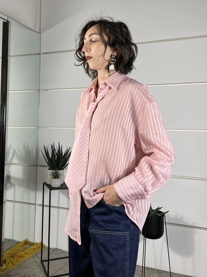 camicia geccata con cravatta rosa PE260115ROSA TENSIONE IN