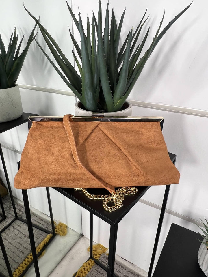 borsa a clutch scamosciata khaki con tracolla FF27497KHAKI FEMME CAFE SELECTION