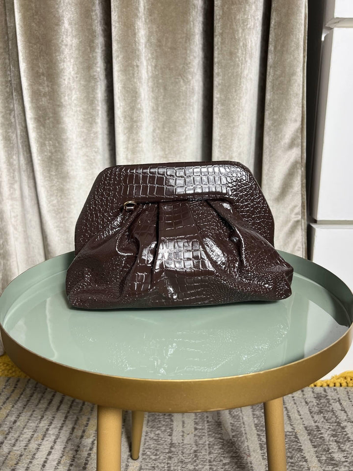 BORSA CLUTCH MARRONE IN ECOPELLE COCCO PRR0914COFEE FEMME CAFE SELECTION