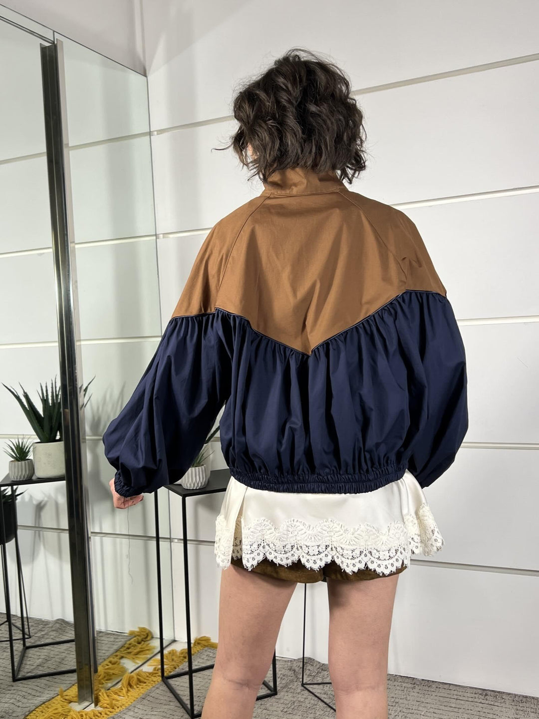 bomber bicolor blu e tabacco 38967BLU/TABACCO TENSIONE IN