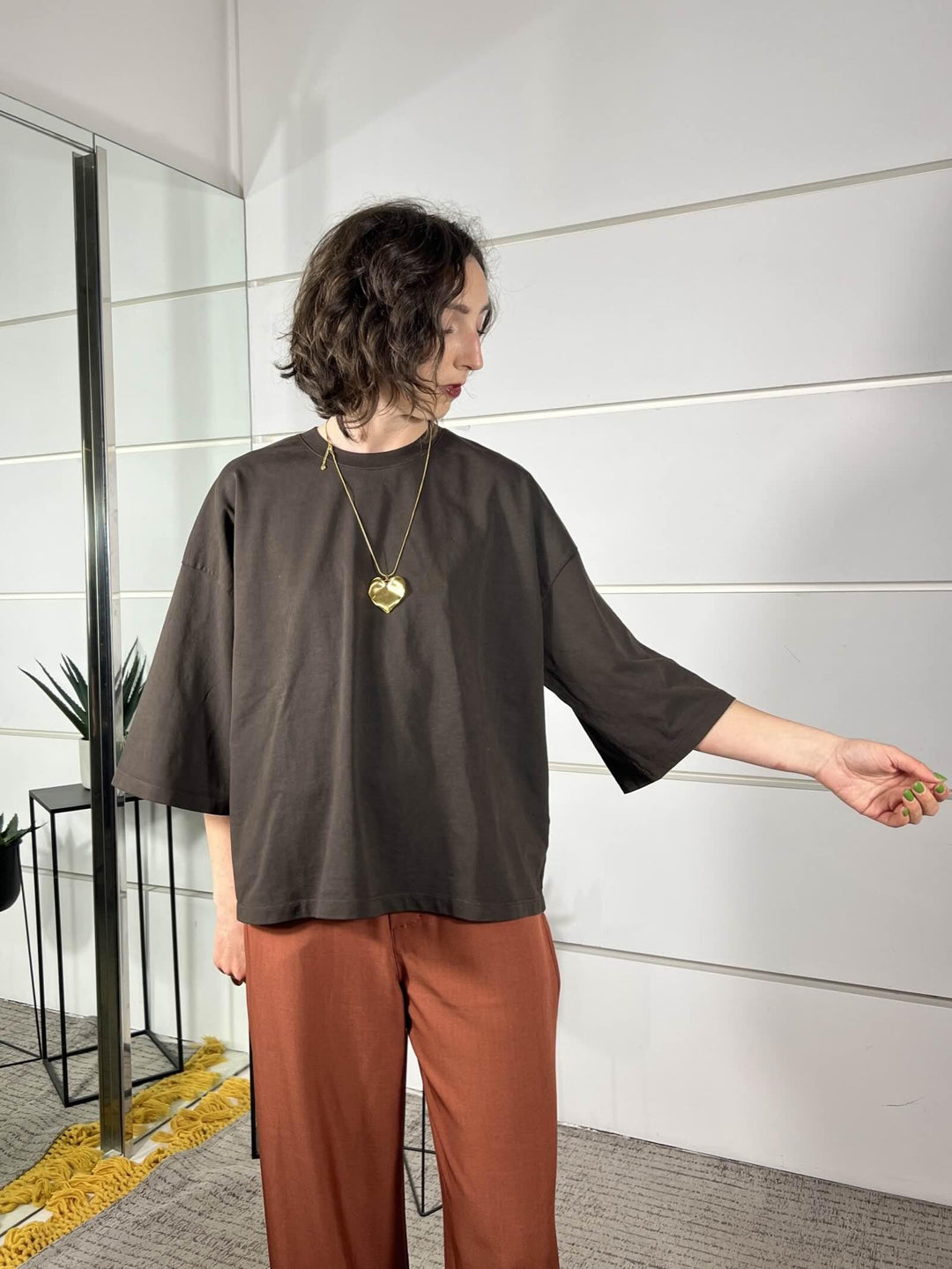 t-shirt over manica corta, girocollo moro M02E0052MORO PHILIA LOFT