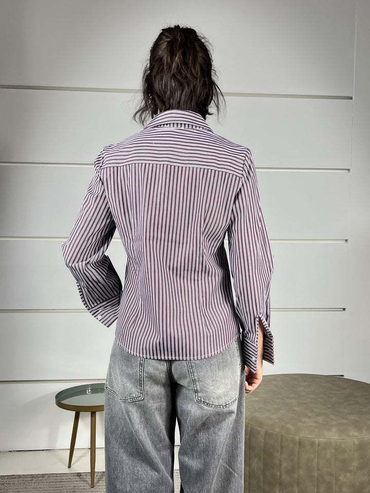 camicia a righe in cotone vino 74857VINO SUSY MIX