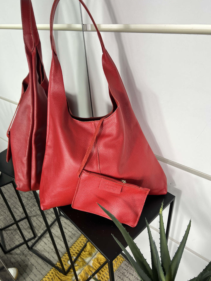 borsa in pelle a spalla rossa DO-B0124ROSSO FEMME CAFE SELECTION