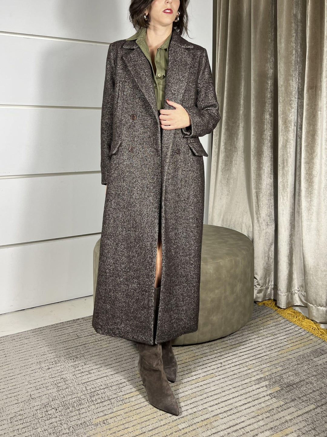 cappotto over lungo spinato moro K9990008U2866 IMPERIAL
