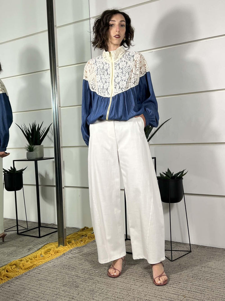 pantalone in cotone barrel off white P6M3LTG1108 IMPERIAL