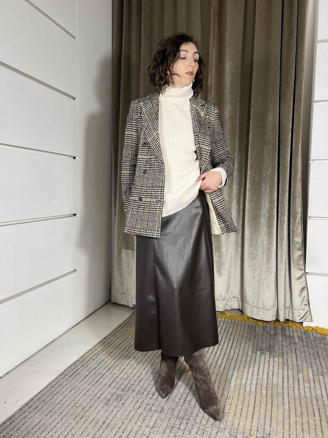 gonna in ecopelle svasata caffe 122154-25CAFFE TENSIONE IN