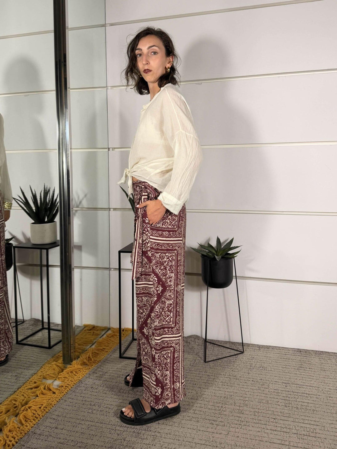pantalone pareo vino a fantasia T2438ST150VINO SUSY MIX
