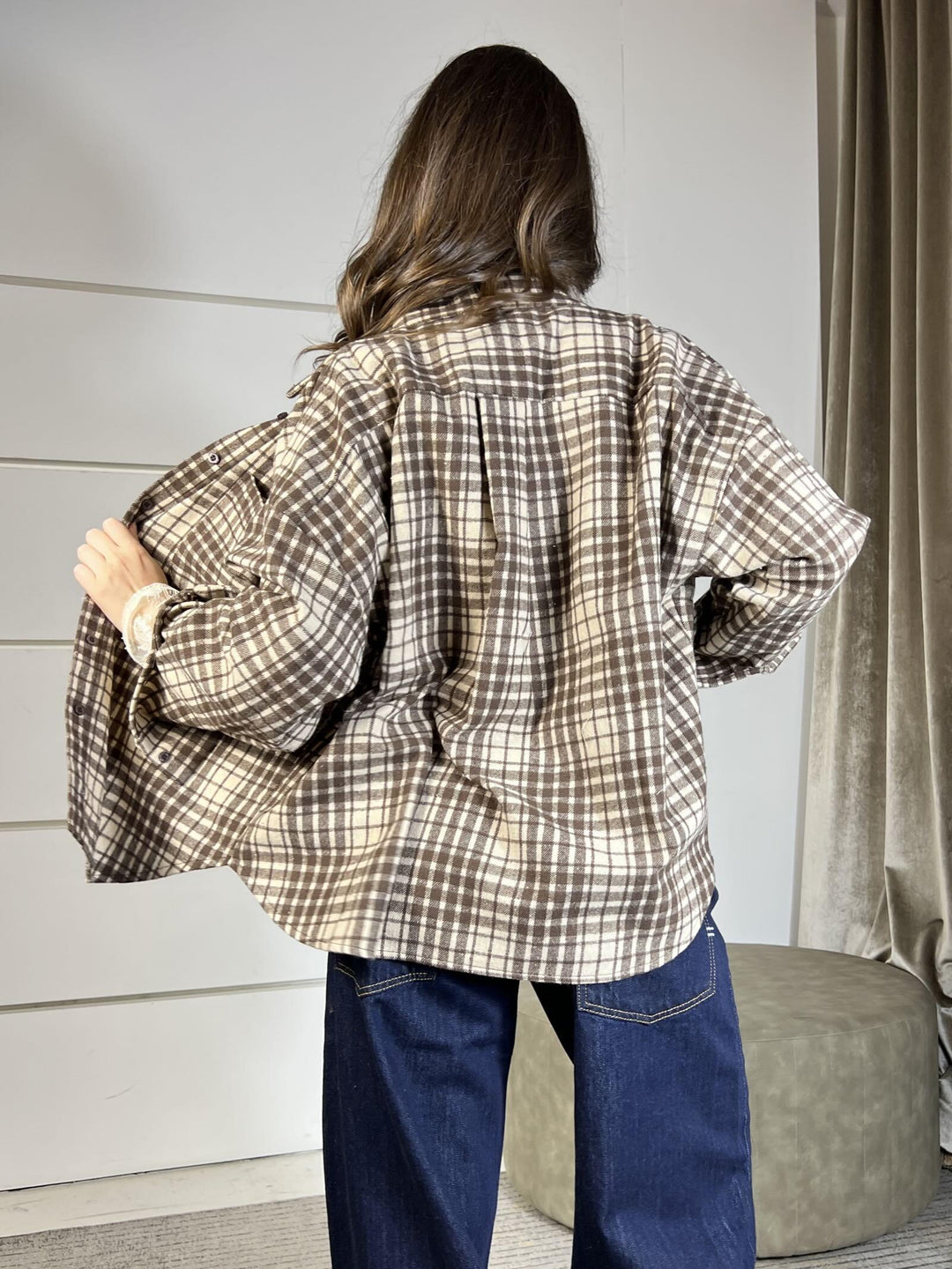 camicia check base panna scacco moro 25685QMMORO SUSY MIX