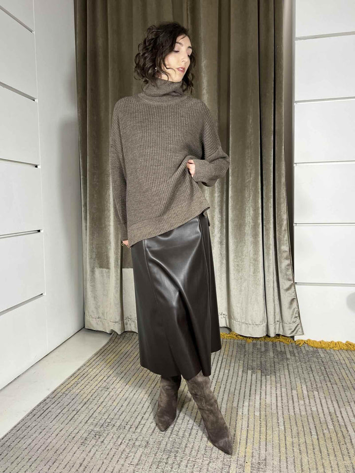 maglione collo alto over 75%pc 10%vi 10%wo 5%wp S01Y0953CAPPUCCINO PHILIA LOFT