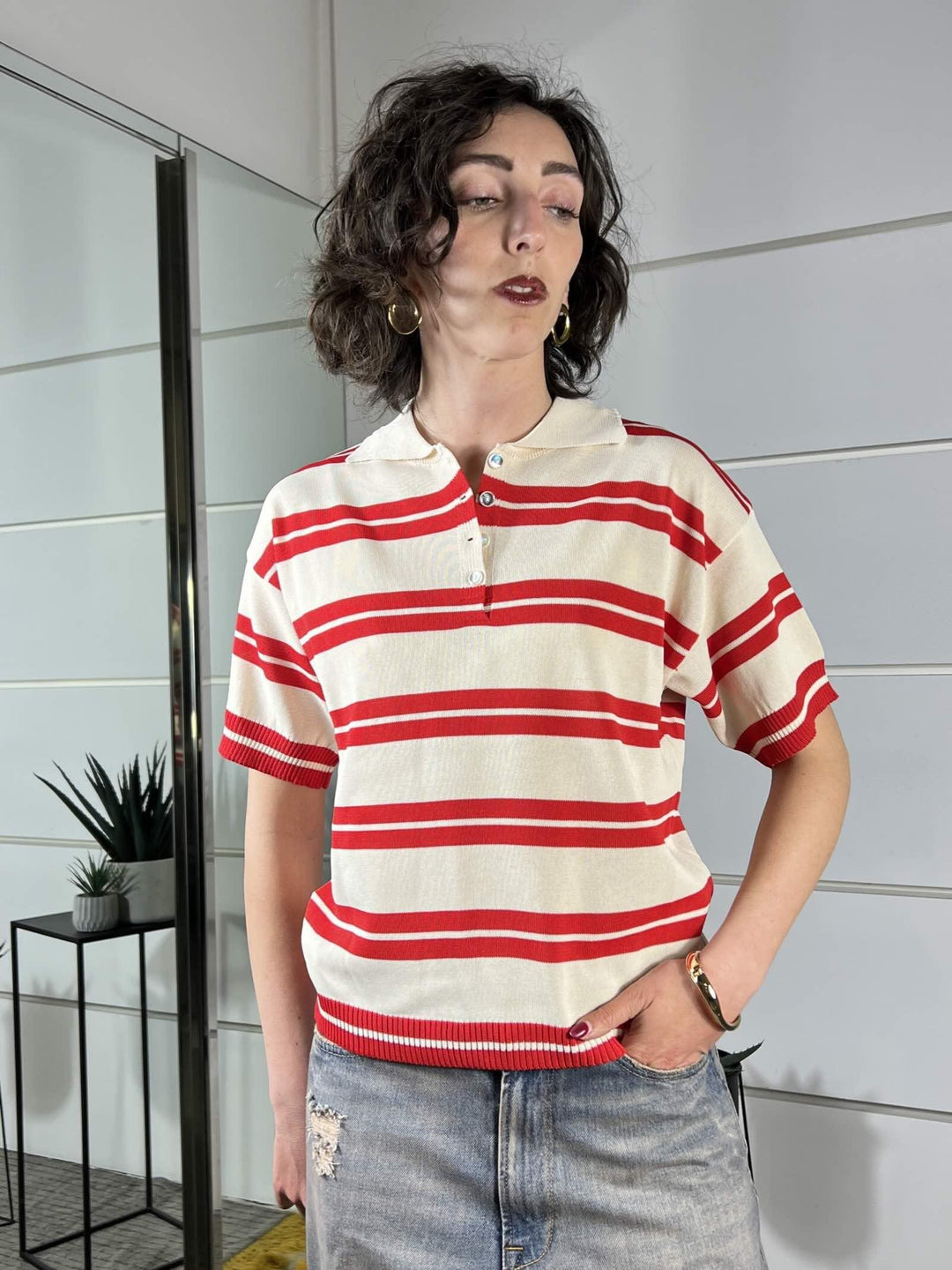 polo rigata panna e rossa W26130PANNA SUSY MIX