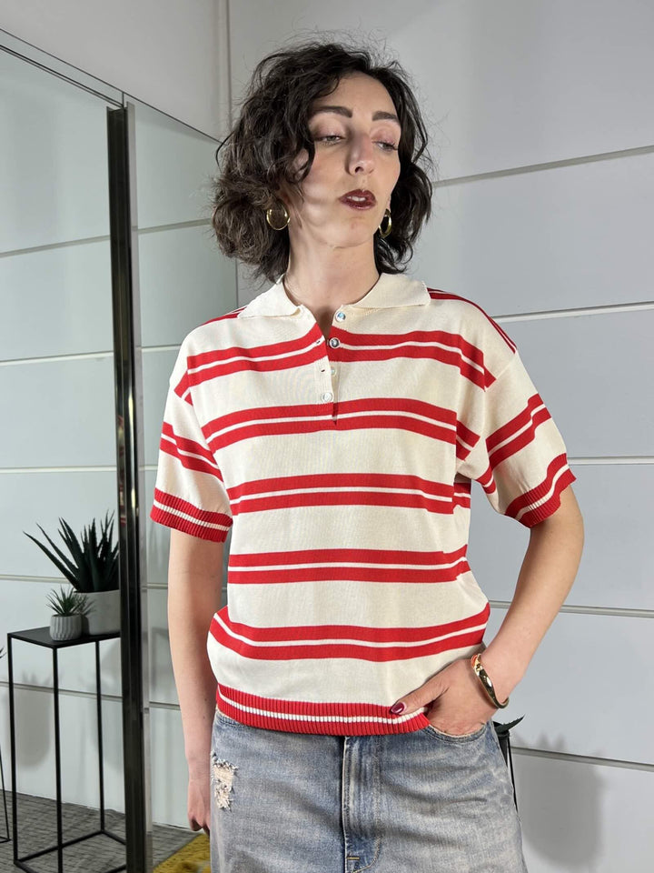 polo rigata panna e rossa W26130PANNA SUSY MIX