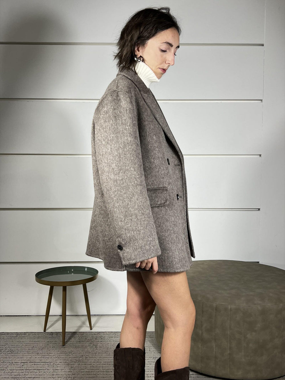 cappotto corto doppiopetto  50% lana tortora TF0068TORTORA VICOLO