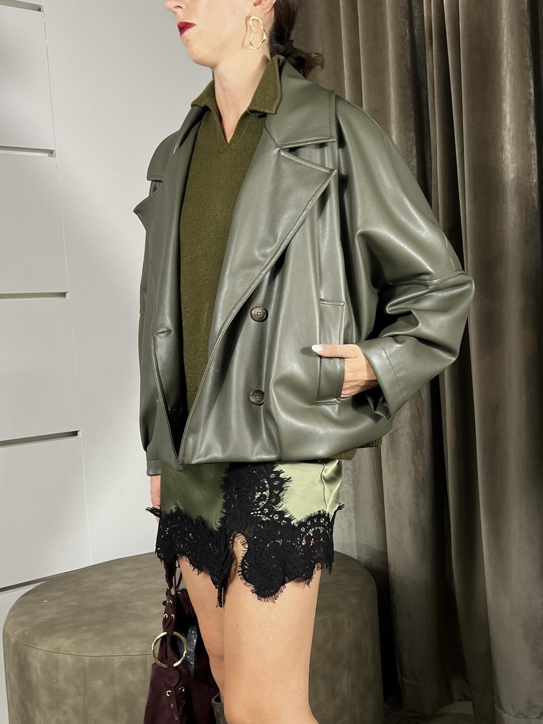 BOMBER IN ECOPELLE MILITARE JVS-P039MILITARE HAVE ONE