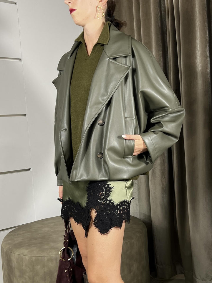 BOMBER IN ECOPELLE MILITARE JVS-P039MILITARE HAVE ONE